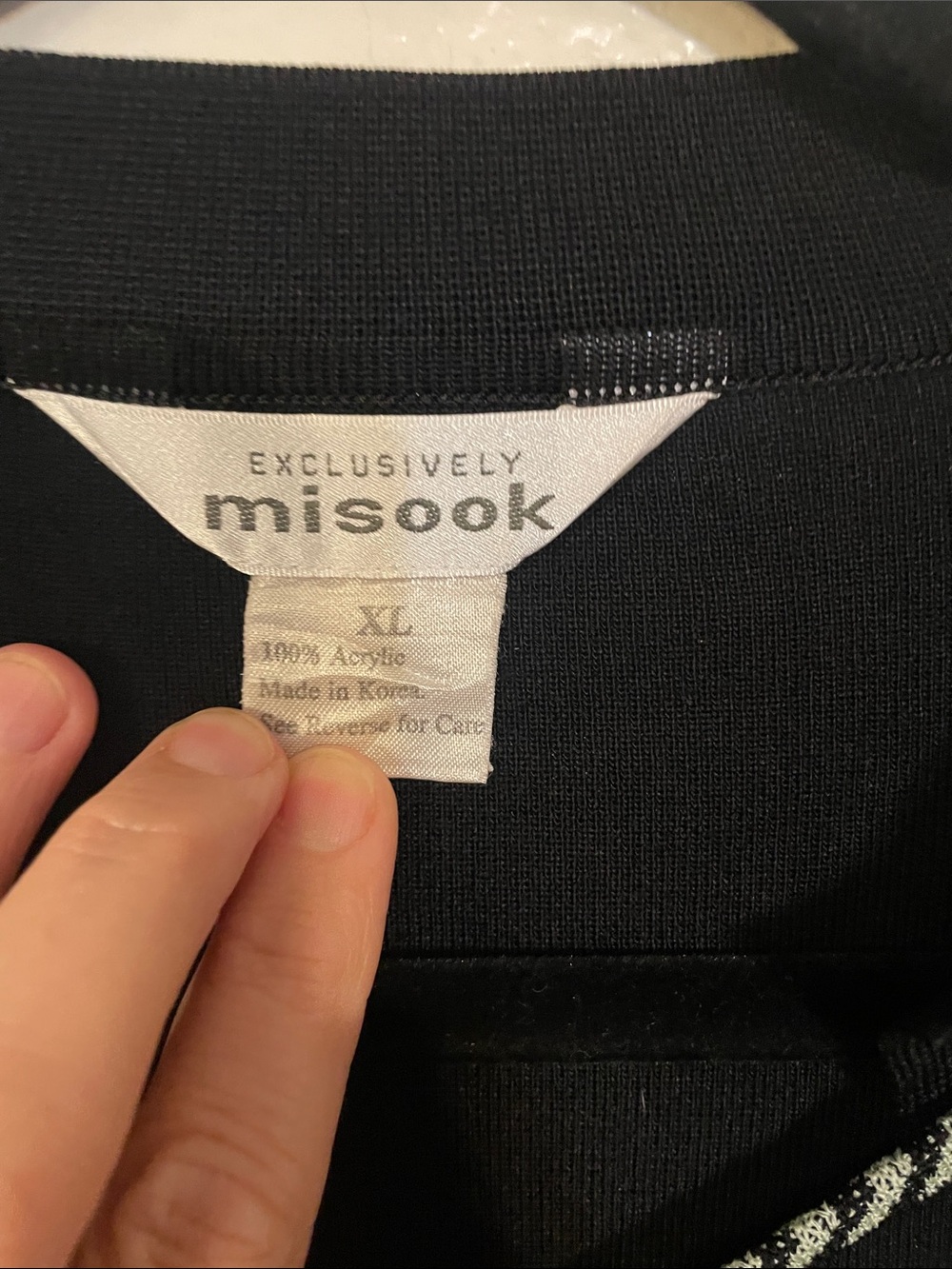 Misook Black Cardigan with White Trim Accents - Picture 2 of 4